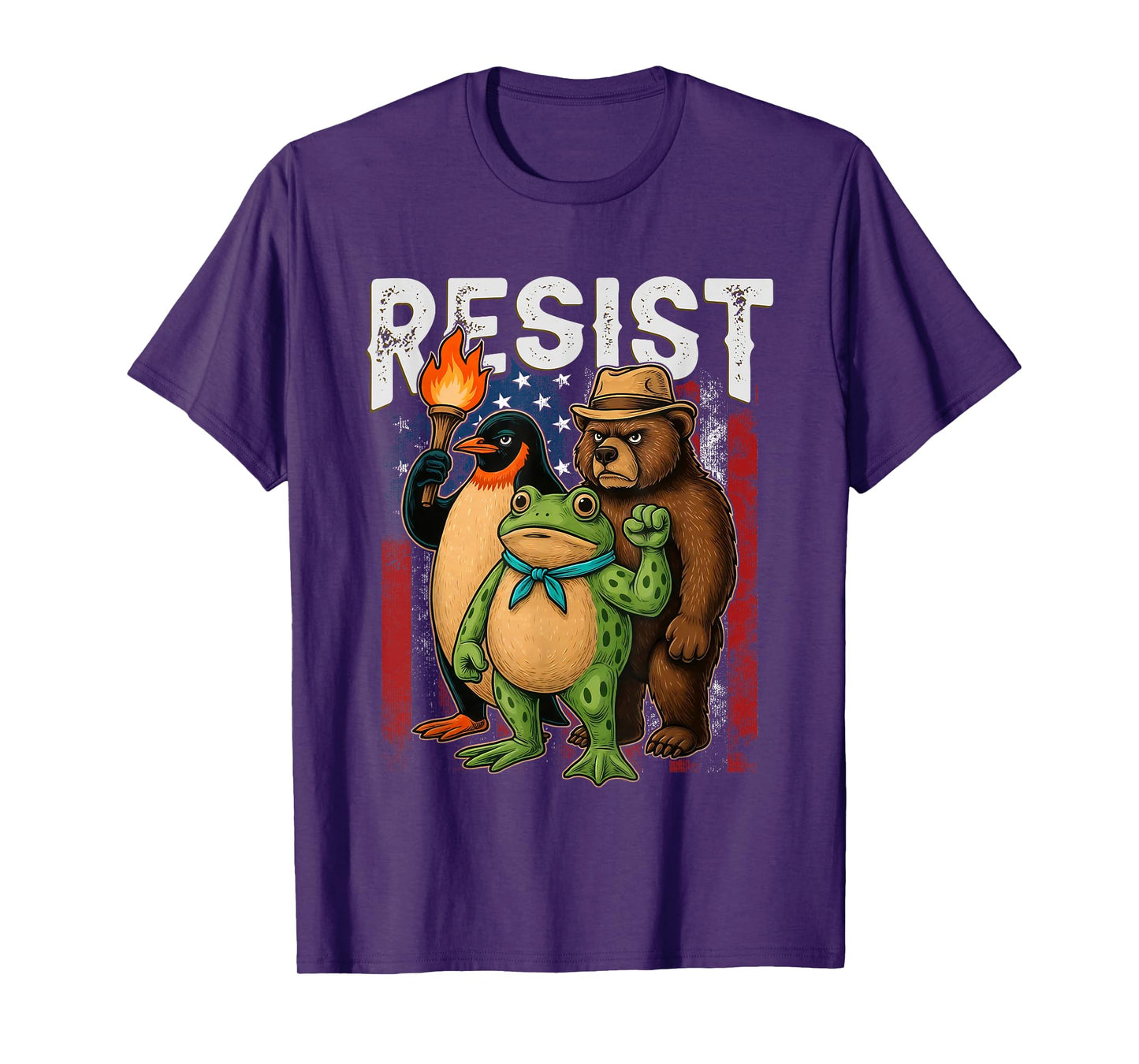 Penguin Frog Bear Resist Protest Against Tariffs T-Shirt