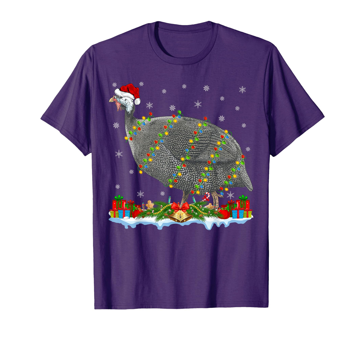 Guinea Fowl Lover Matching Santa Hat Guinea Fowl Christmas T-Shirt