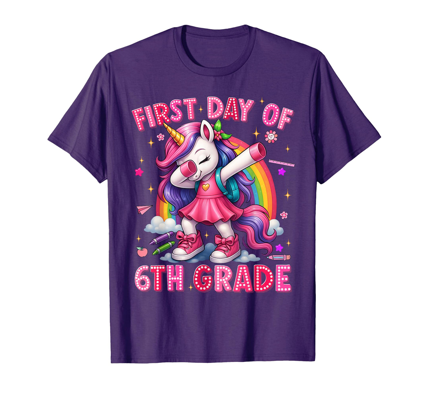 First Day Of 6th Grade Unicorn Back To School Girls Outfits T-Shirt