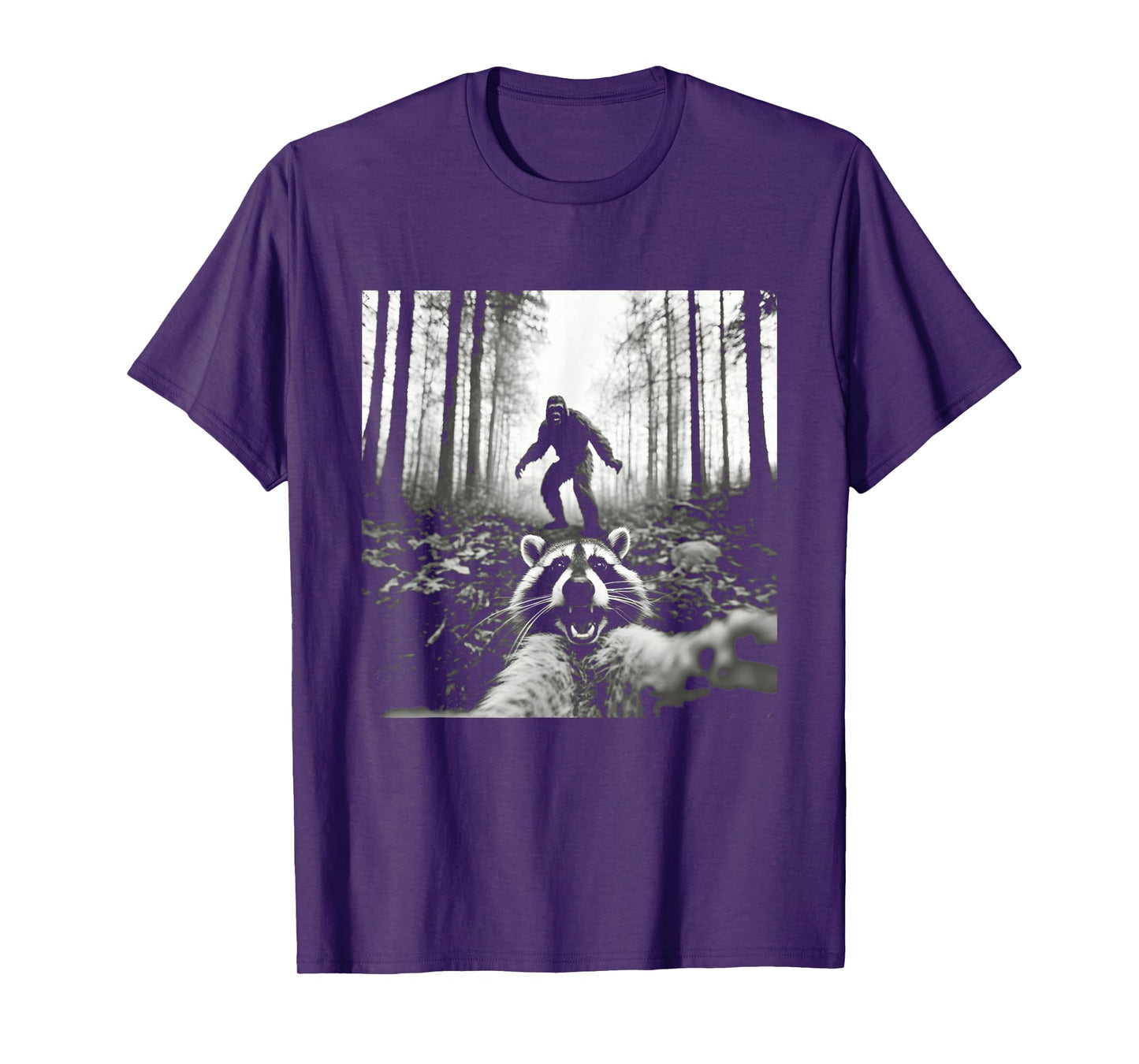 Funny Raccoon Selfie with Sasquatch Bigfoot T-Shirt