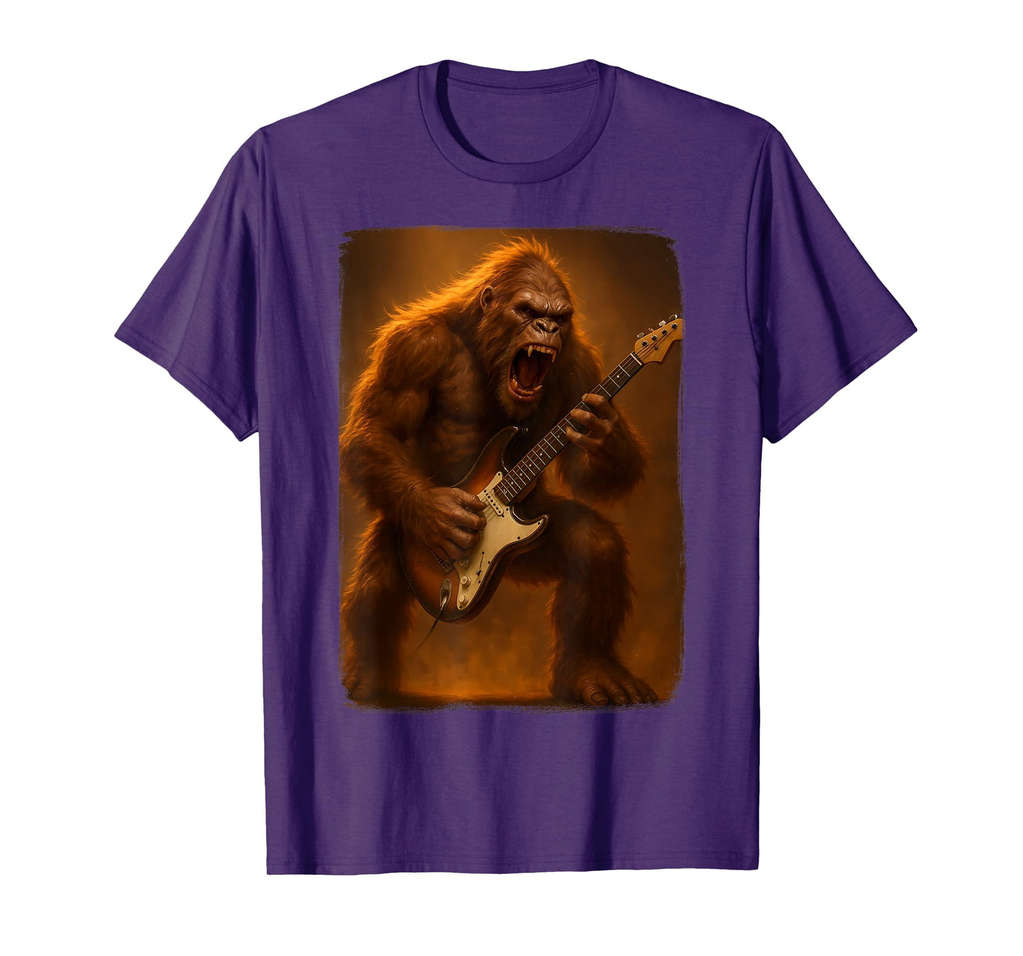 Bigfoot Playing Guitar Rock Music Band T-Shirt