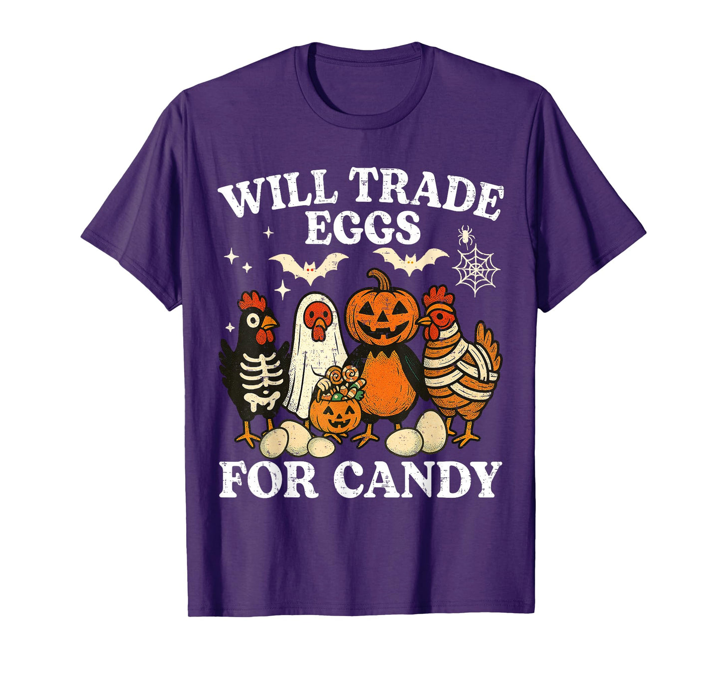 Funny Halloween Chicken Trade Eggs for Candy Trick or Treat T-Shirt