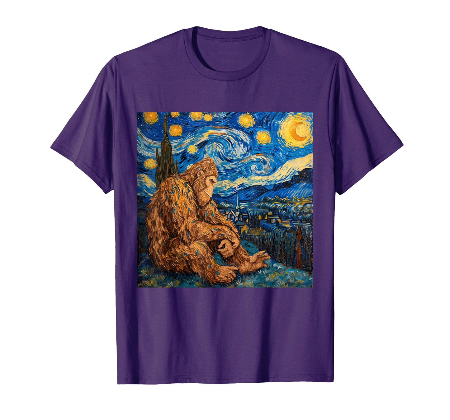 Sasquatch Starry Night Van Gogh T-Shirt