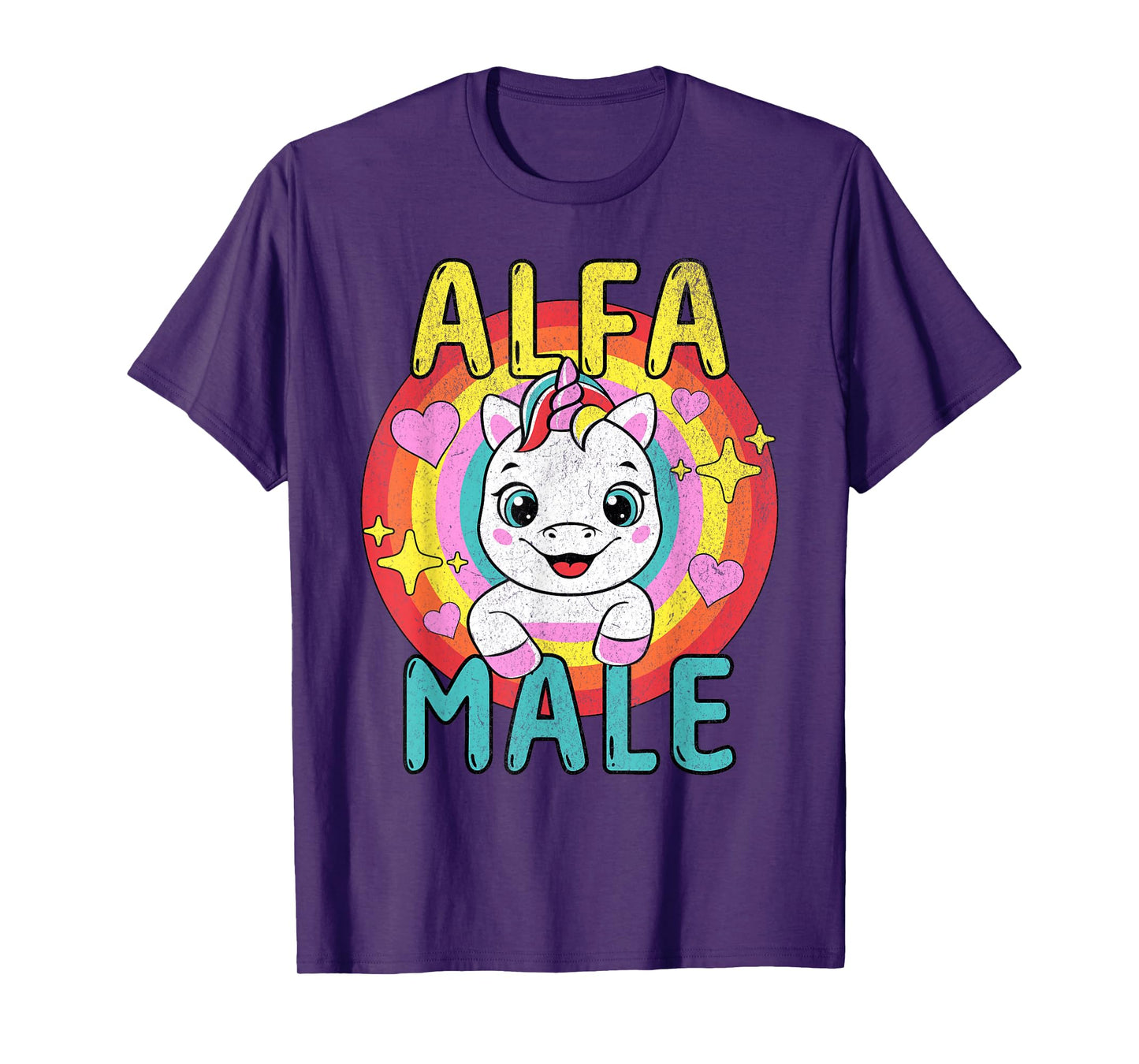 Mens Unicorn Alpha Male Sarcastic Humor Rainbow Embarrassing T-Shirt