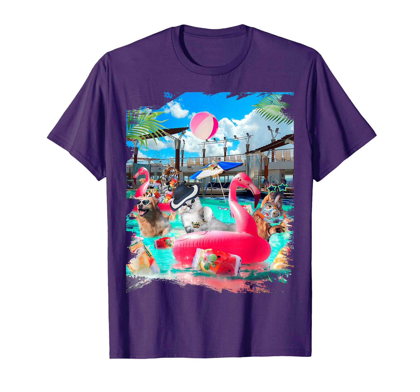 Cat Cats Tiger Dog Dogs Cruise Ship, Funny Cute Men Women Girls Kids T-Shirt