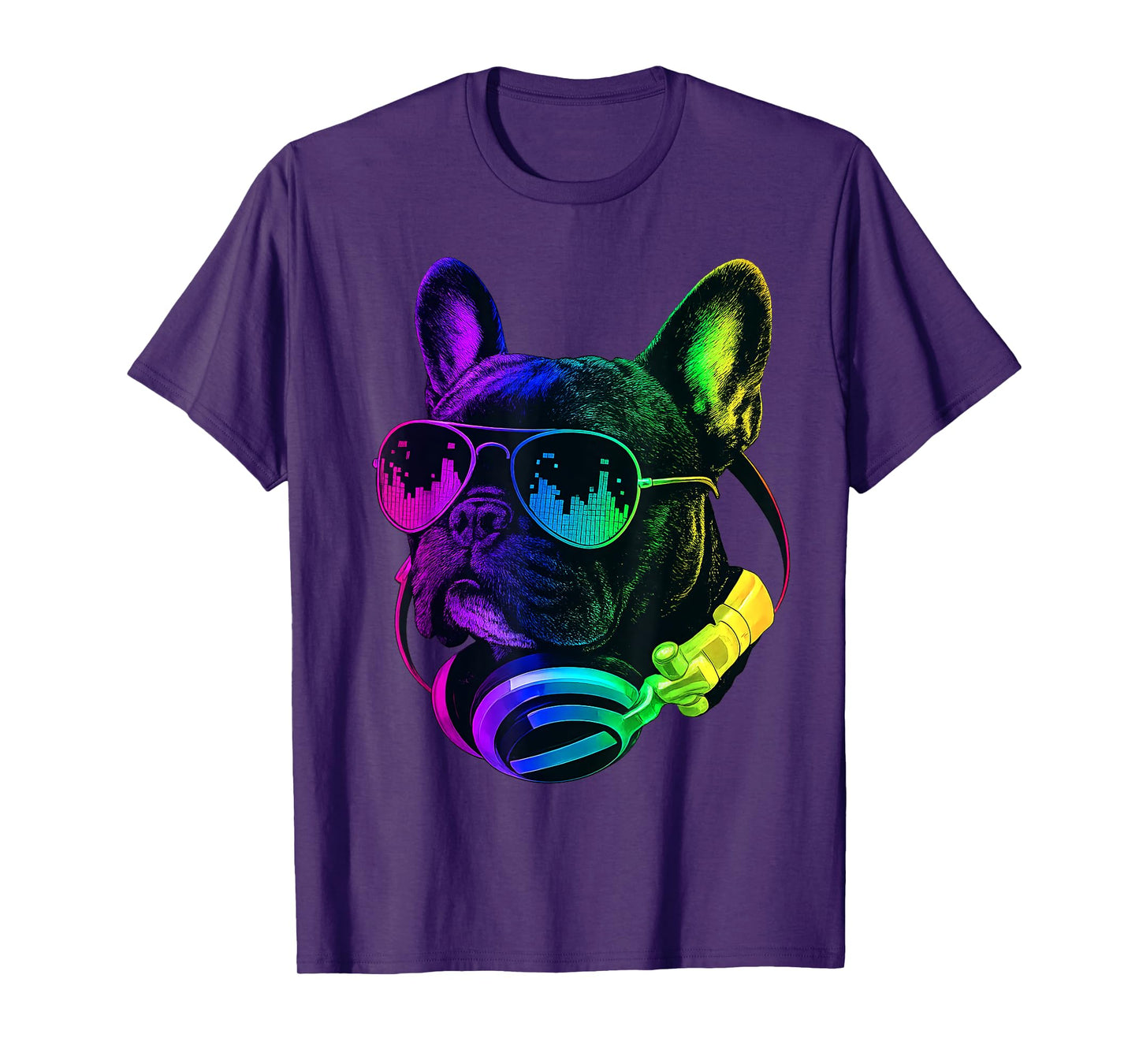 French Bulldog DJ Headphones Retro Music Dog Lover T-Shirt