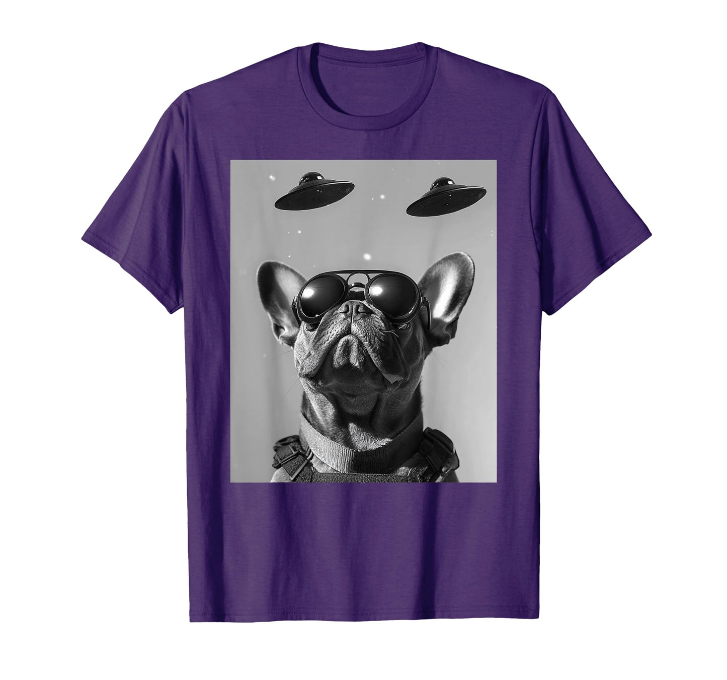 Funny graphic French Bulldog Frenchie UFO Alien Funny weird T-Shirt