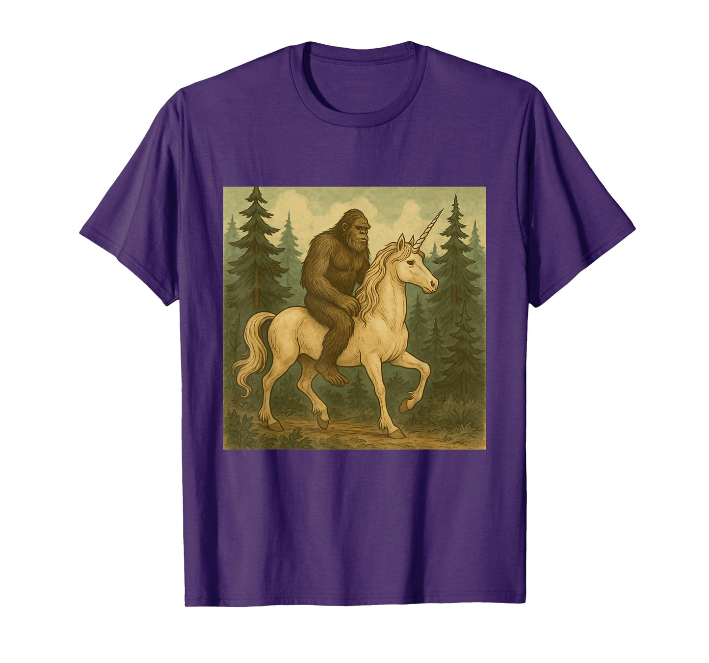 Bigfoot Riding Unicorn Men Women Kids Fun T-Shirt