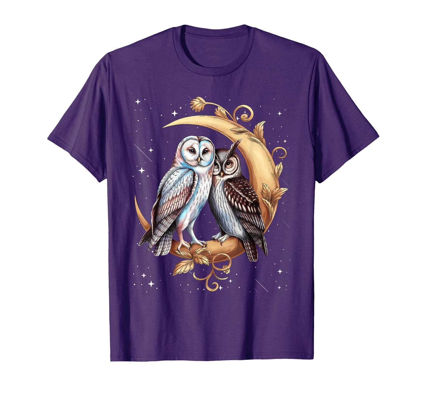 Moon Owl Birds Owl Graphic for Men Women Boys Girls T-Shirt