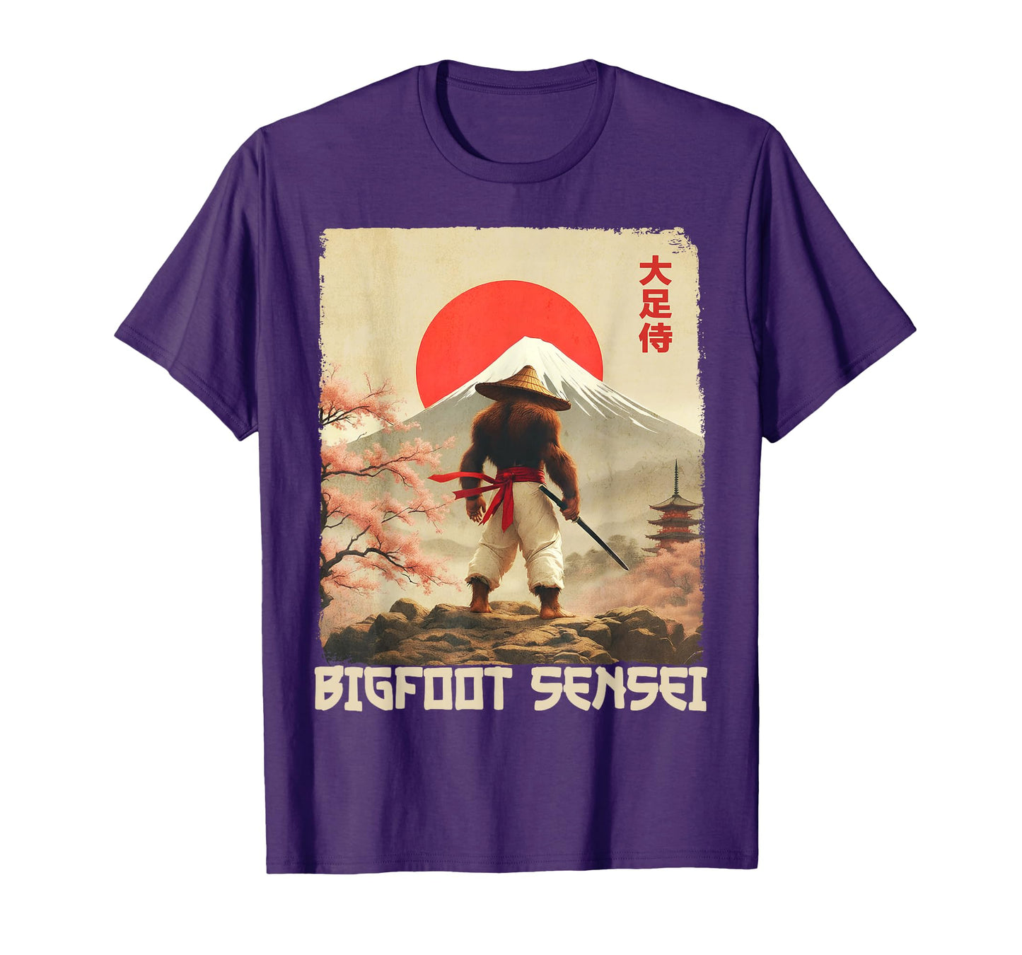 Samurai Bigfoot Sensei Funny Sasquatch Japanese Art Graphic T-Shirt