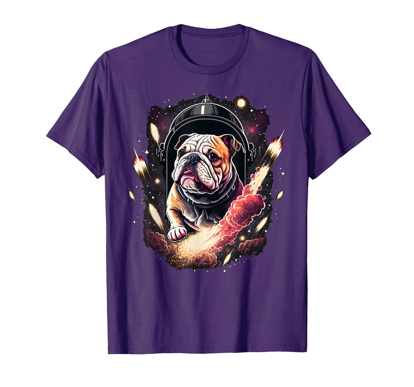 Outer Space Bulldog on Galaxy Astronaut Bulldog T-Shirt