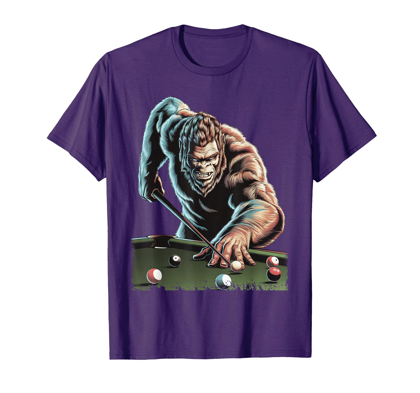Funny Bigfoot Sasquatch Billiards Pool Player Men Boys T-Shirt