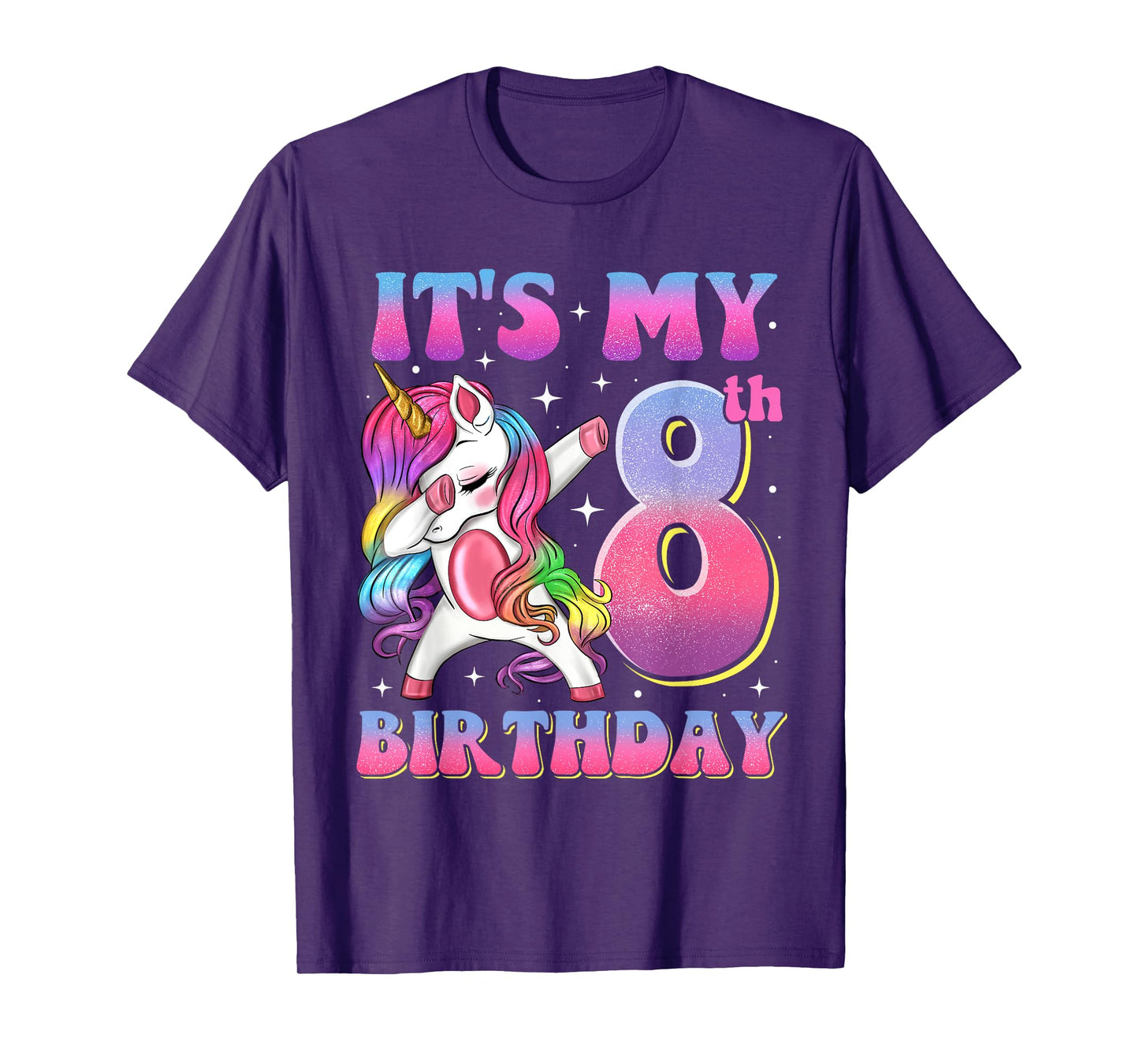 It's My 8th Birthday Dabbing Unicorn 8 Year Old Girls Kids T-Shirt