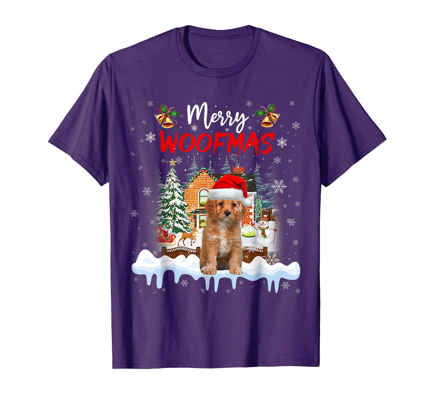 Merry Woofmas Cavapoo Christmas Tree Dog Lover Xmas T-Shirt