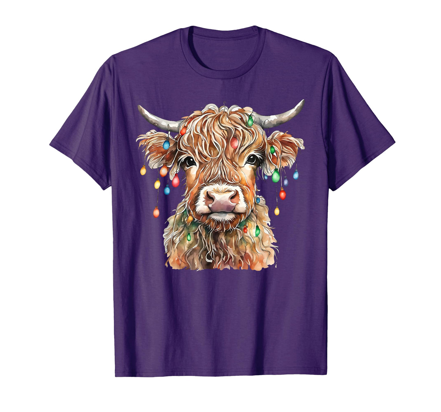 Highland Cow Xmas Lights Merry Christmas Pajamas Holiday T-Shirt