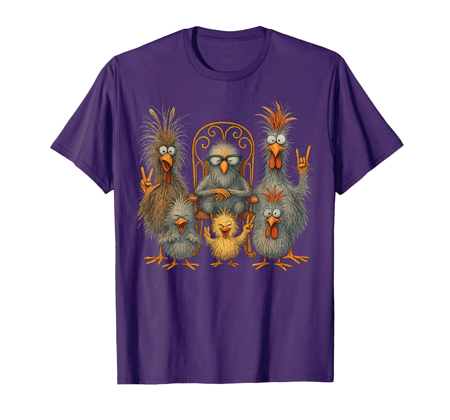 Funny Chicken Art Colorful Eagerlys Crazy Chicken Family T-Shirt