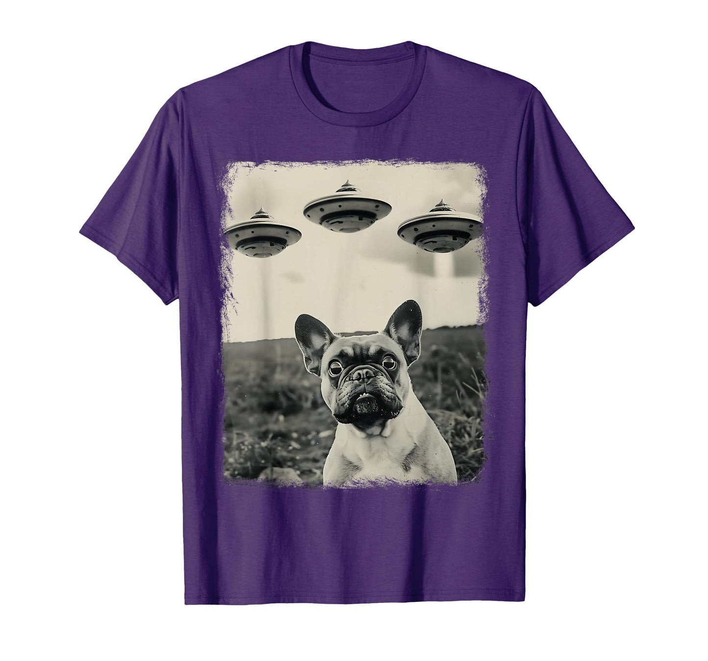 French Bulldog Dog UFO Alien Extraterrestrial Selfie T-Shirt