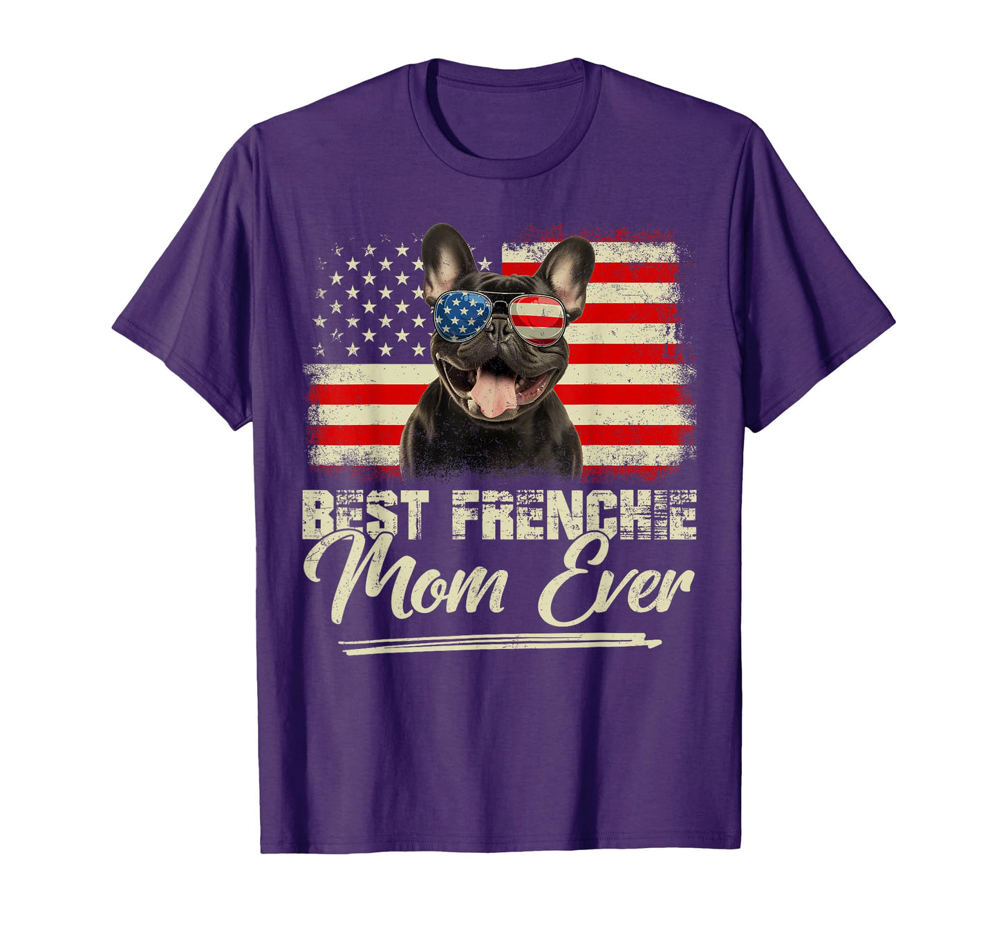 Retro Best Frenchie Mom Ever Mommy USA Flag Mothers Day T-Shirt