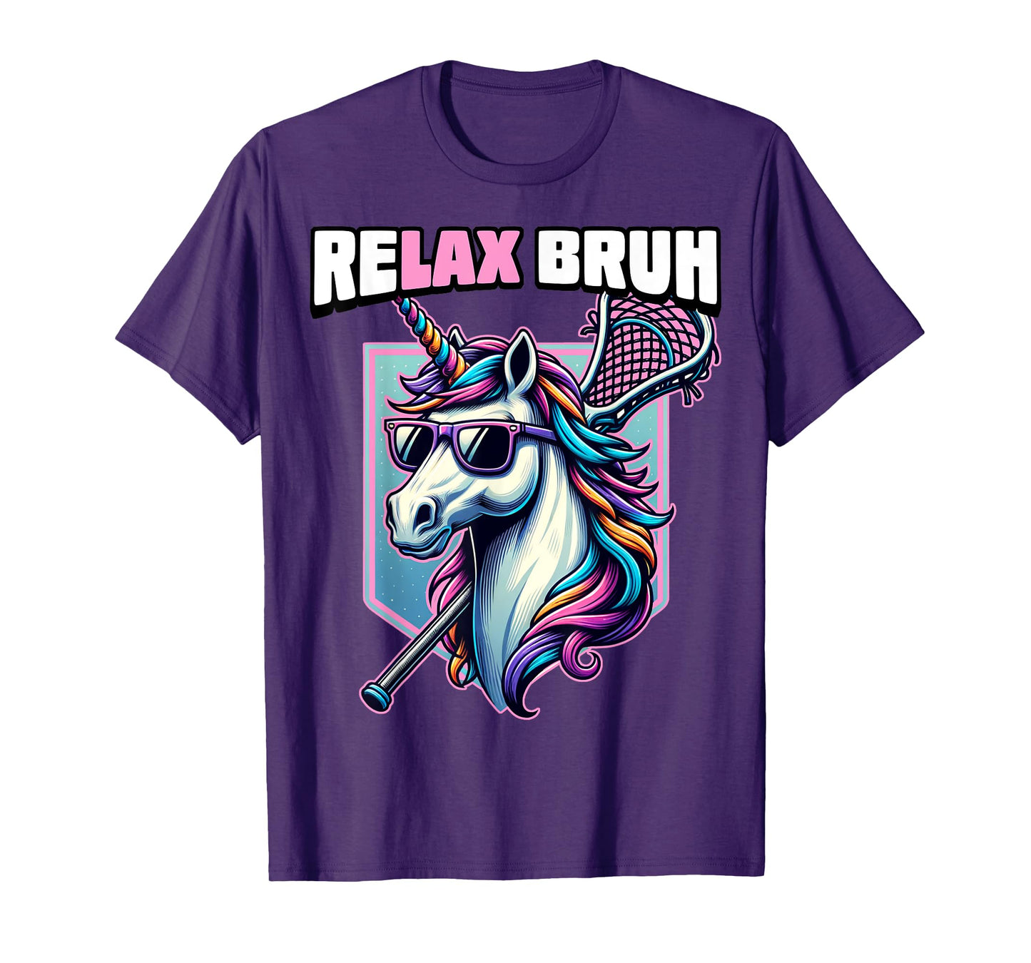 Relax Bro Bruh Funny Unicorn Lax Lacrosse Men Boys Girls T-Shirt