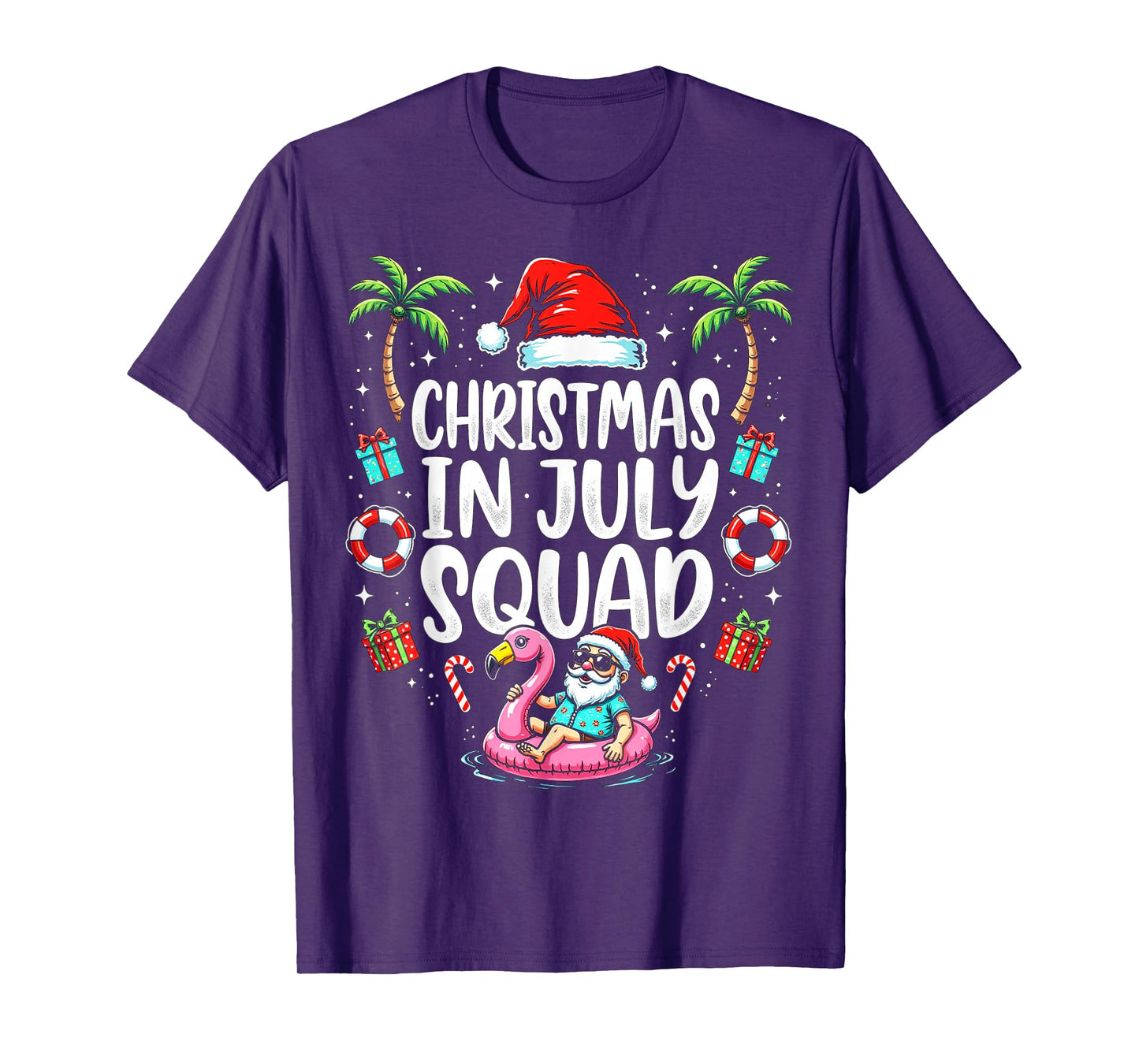 Christmas In July 2025 Squad Summer Beach Vacation Xmas Cool T-Shirt