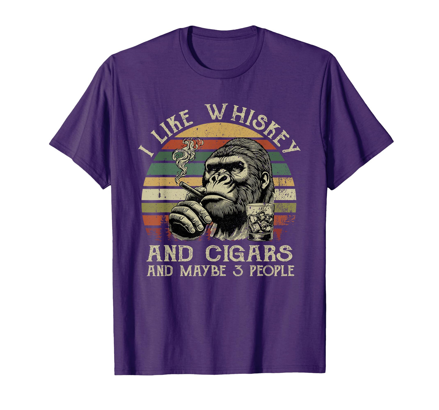 I Like Whiskey And Cigars And Maybe 3 People Monkey T-Shirt