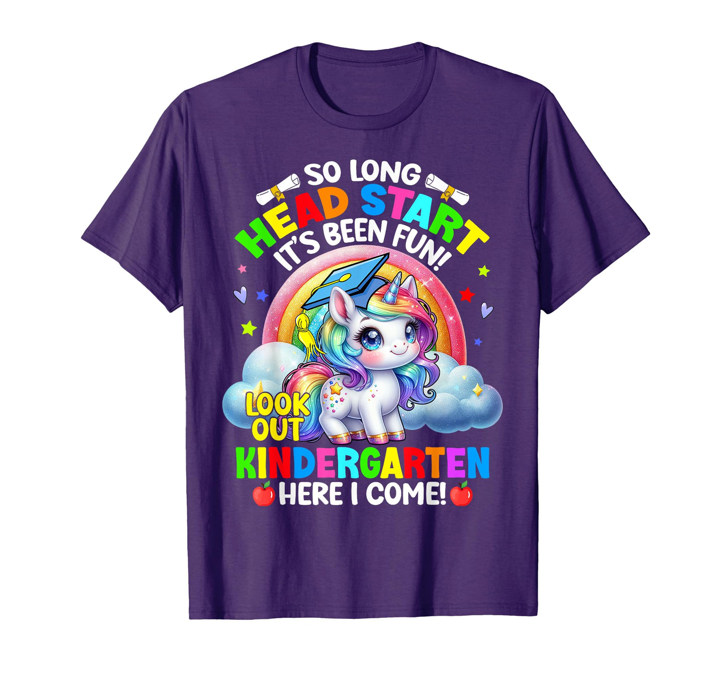 Head Start Graduation 2025 Unicorn Girl Hello Kindergarten T-Shirt