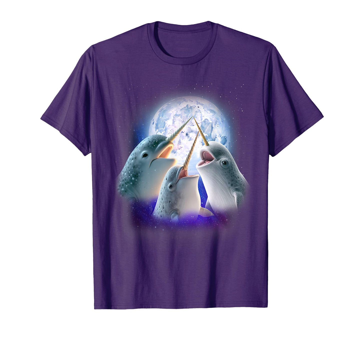 3 Narwhal Howling At The Moon Fun Narwhal Unicorn of the Sea T-Shirt