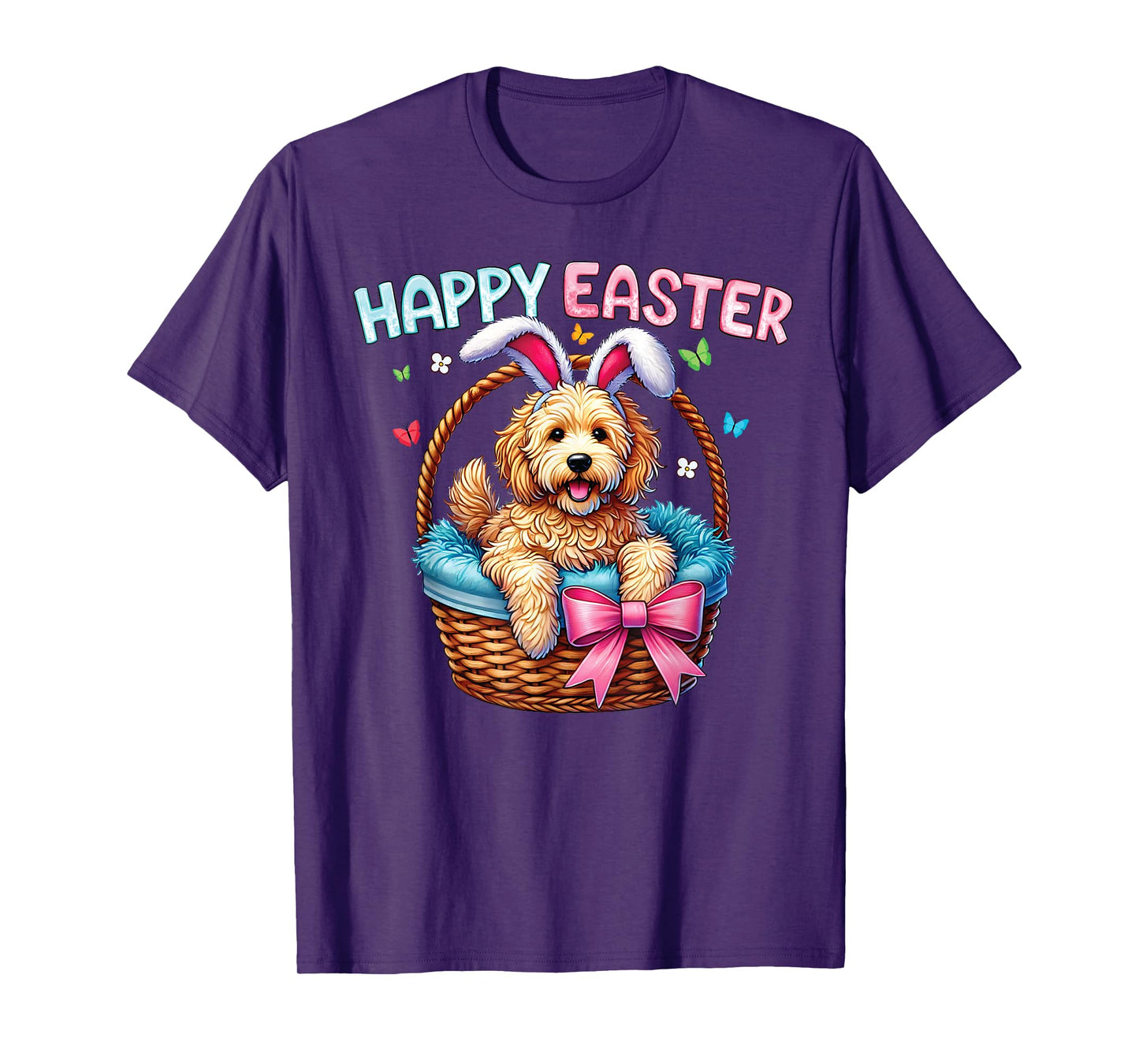 Happy Easter Day Golden Doodle Dog Lovers Easter Bunny Women T-Shirt