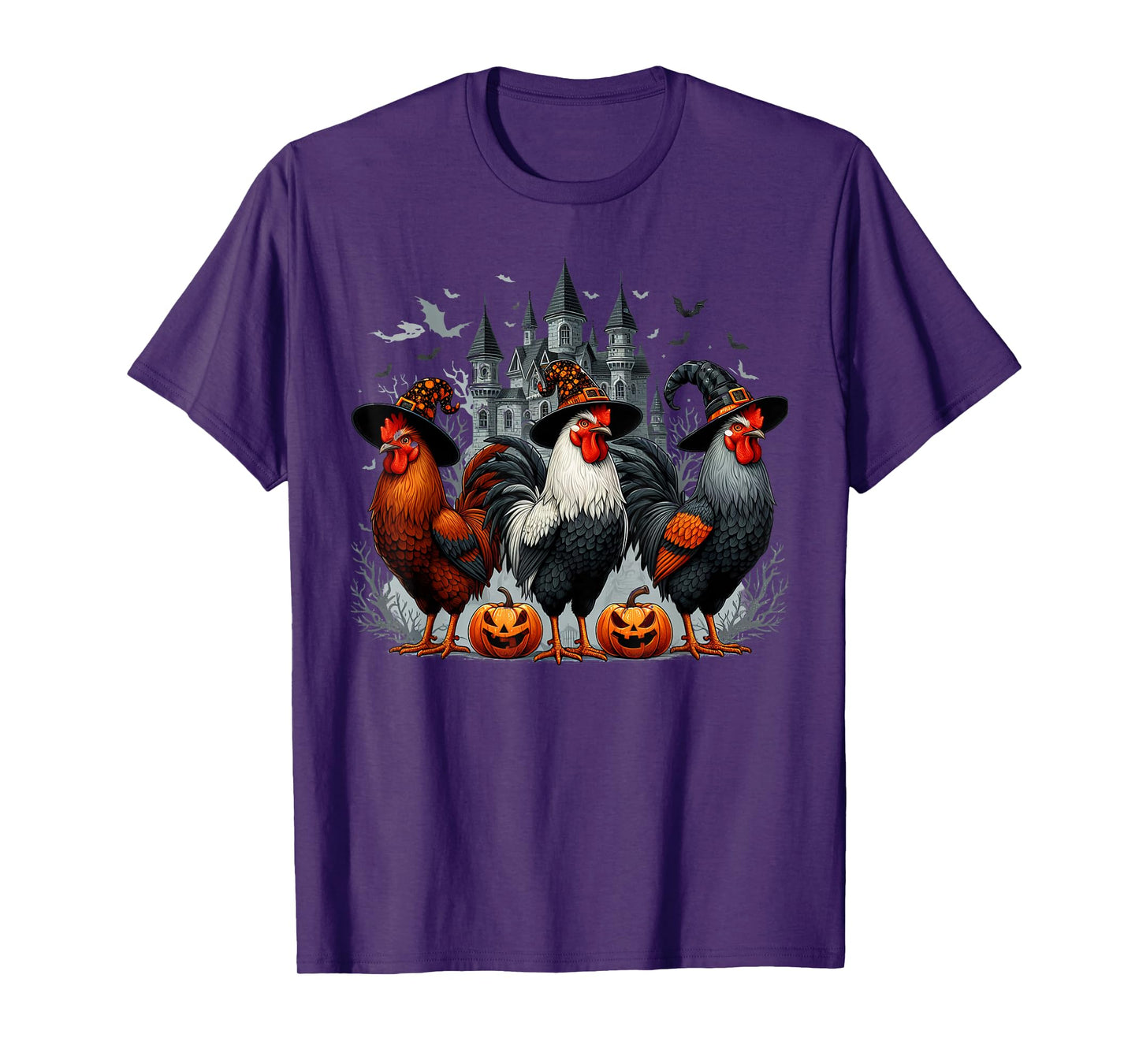Retro House Chicken Witch Halloween Spooky Autumn Fall T-Shirt