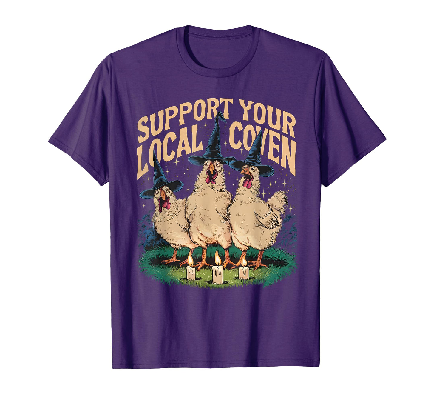 Support Your Local Coven Funny Farm Witch Chicken Halloween T-Shirt