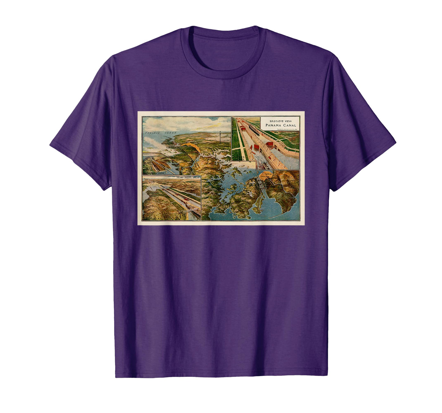Panama Canal Birds Eye Map (1914) T-Shirt