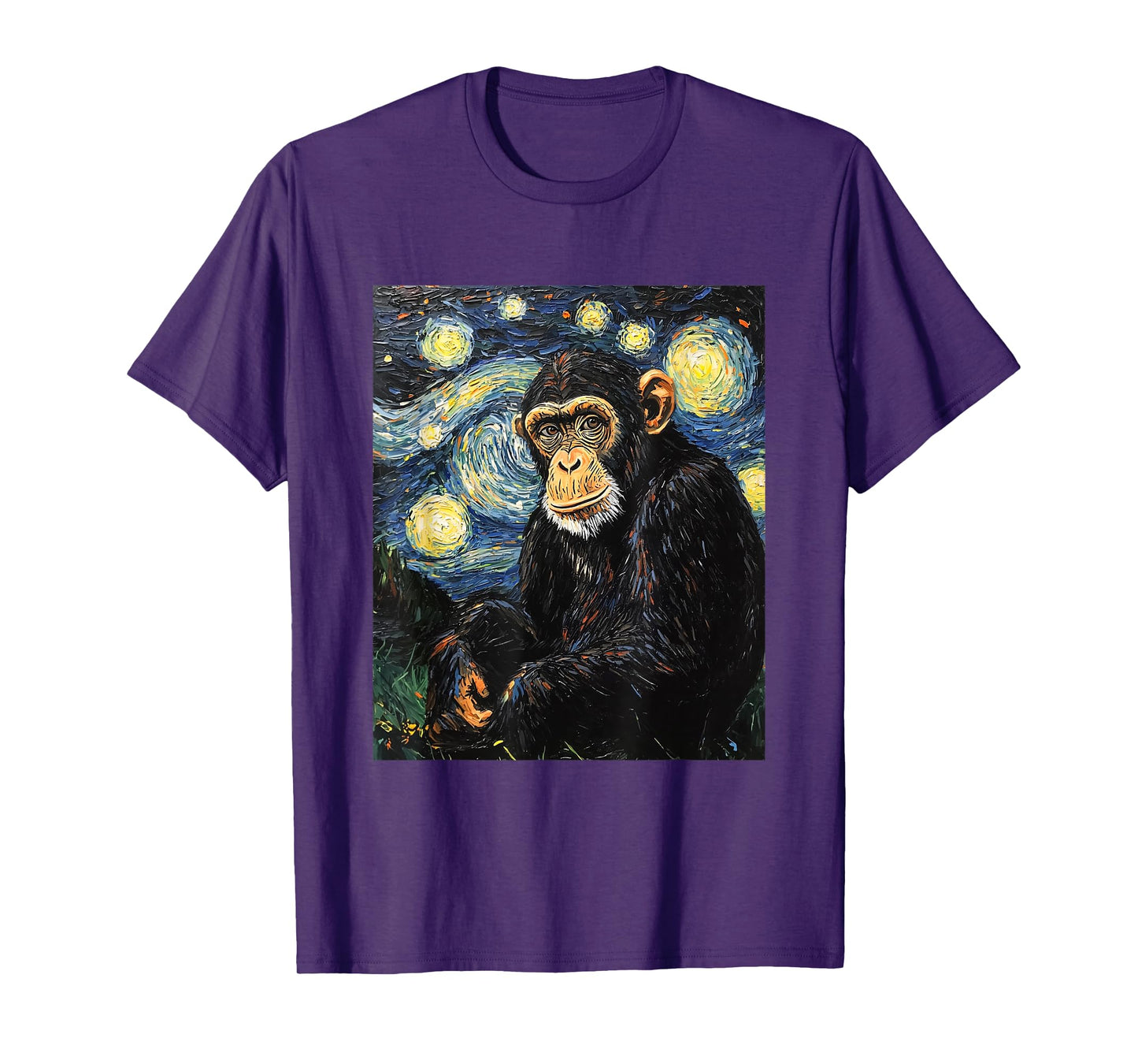 Chimpanzee Monkey - Van Gogh Style - Starry Night T-Shirt