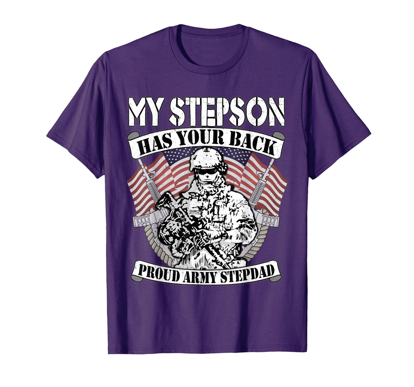 My Stepson Has Your Back Proud Army Stepdad Shirt Gift Tee