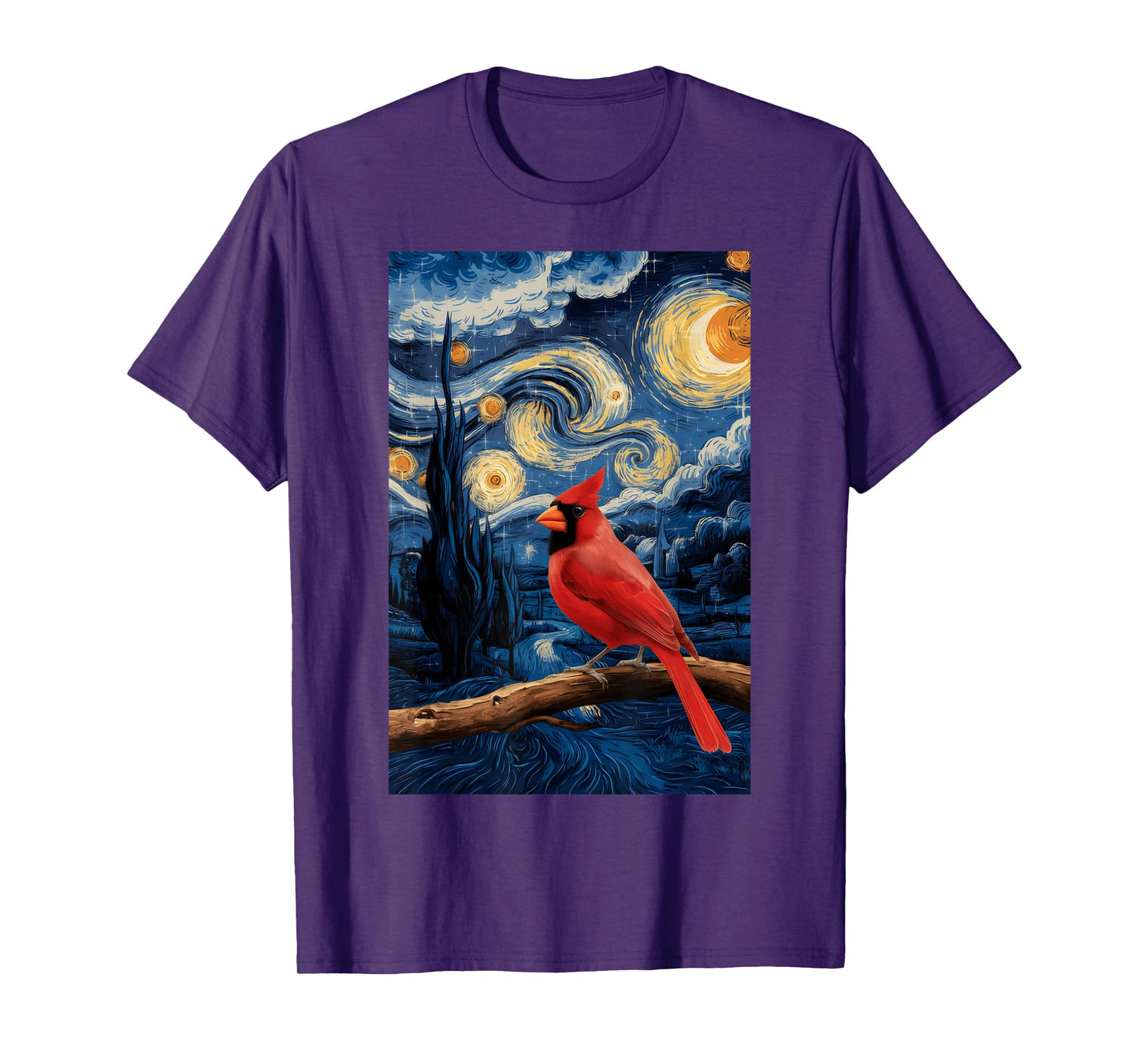 Cute Starry Red Cardinal Night For Bird Lovers T-Shirt