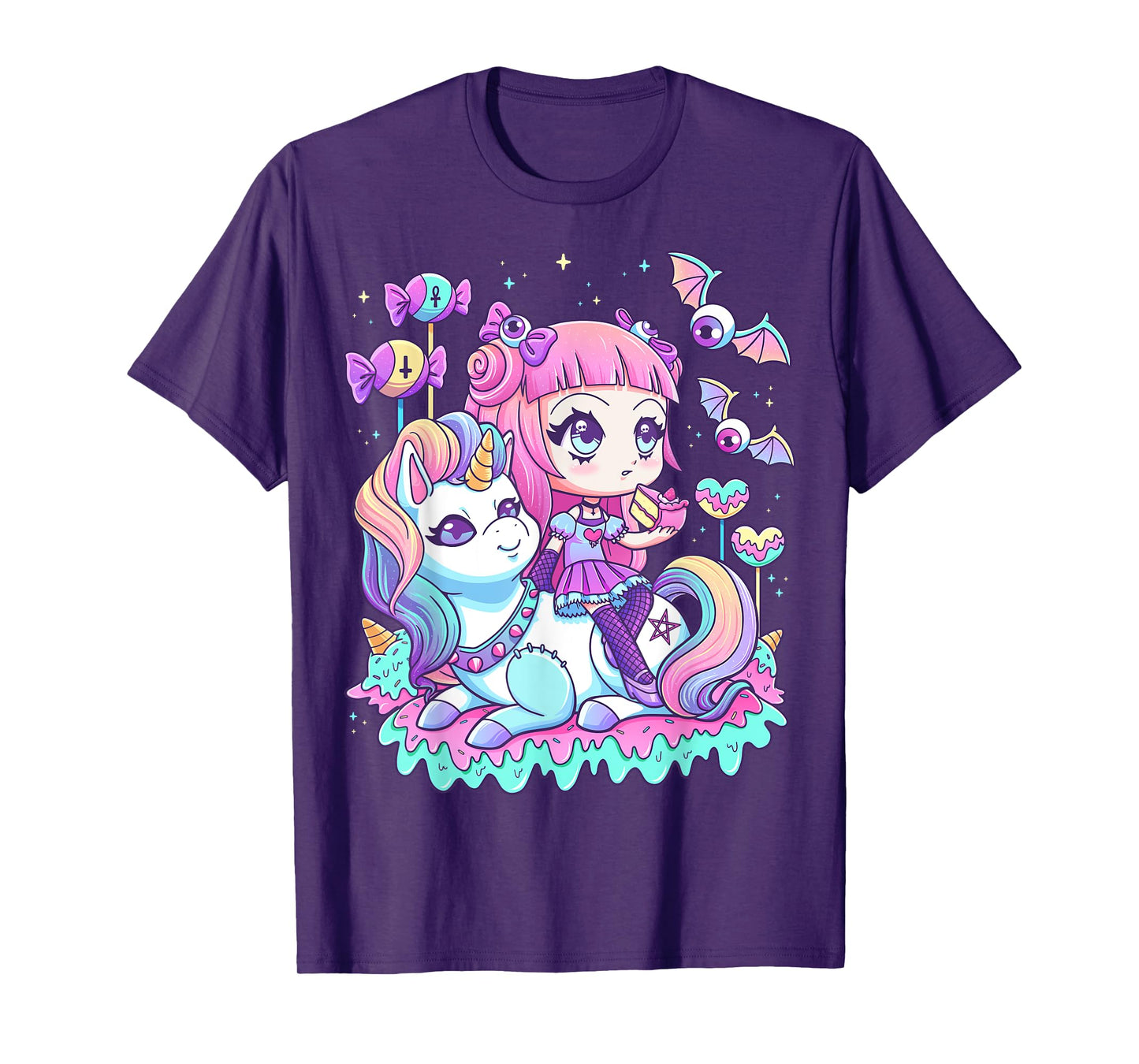 Pastel Goth Cute Creepy Girl Unicorn Kawaii Menhera Witchy T-Shirt