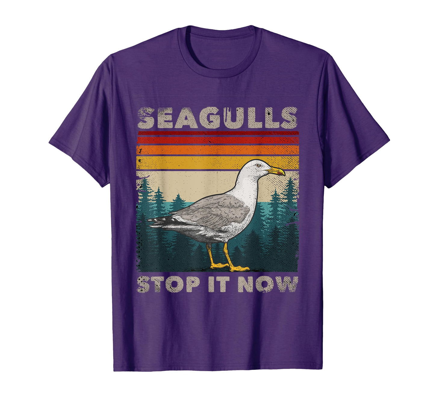 Funny Seagulls Stop It Now Bird Lover 80s Retro Seagull T-Shirt