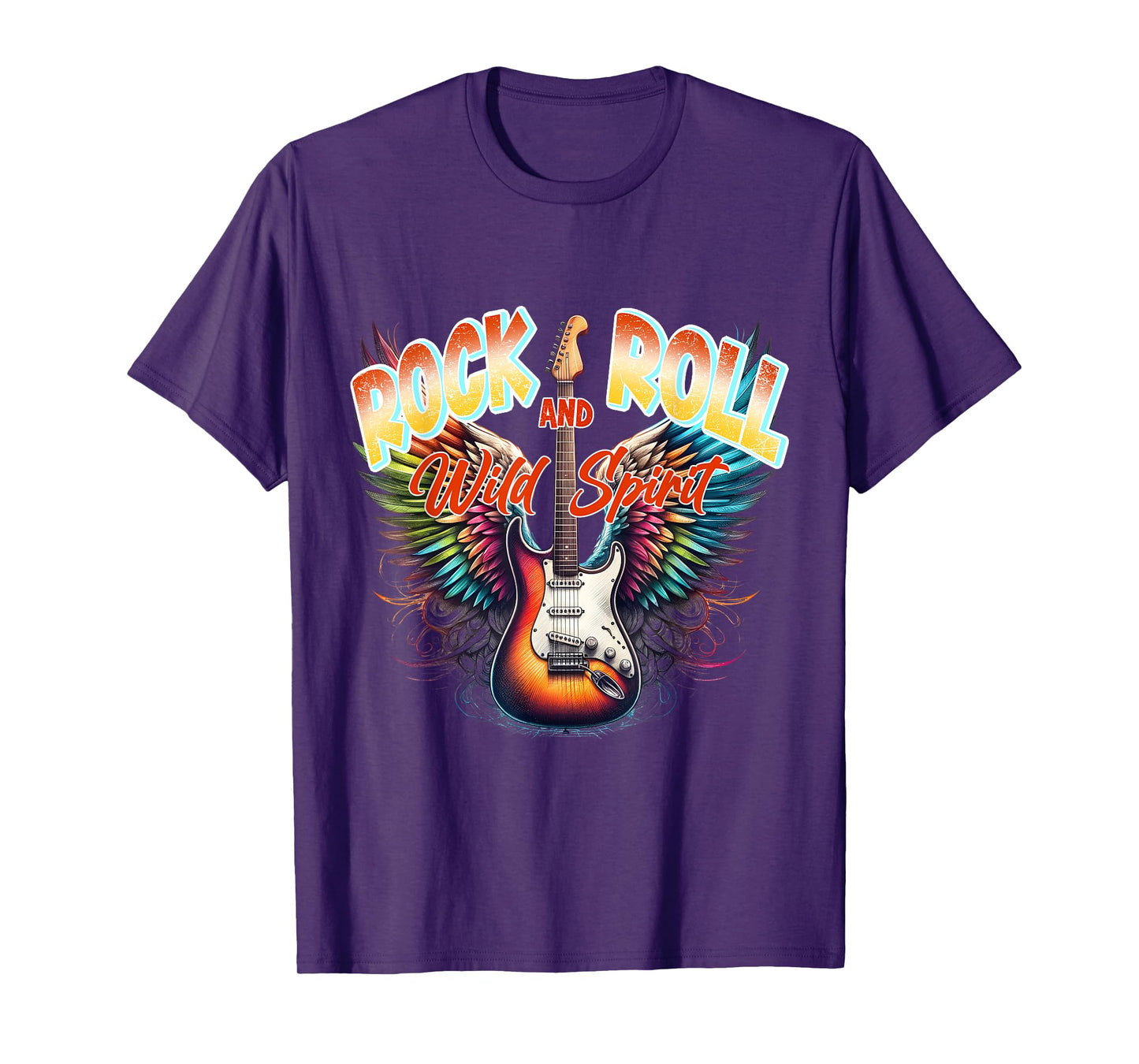 Rock And Roll Wild Spirit Vintage Retro Guitar Floral T-Shirt