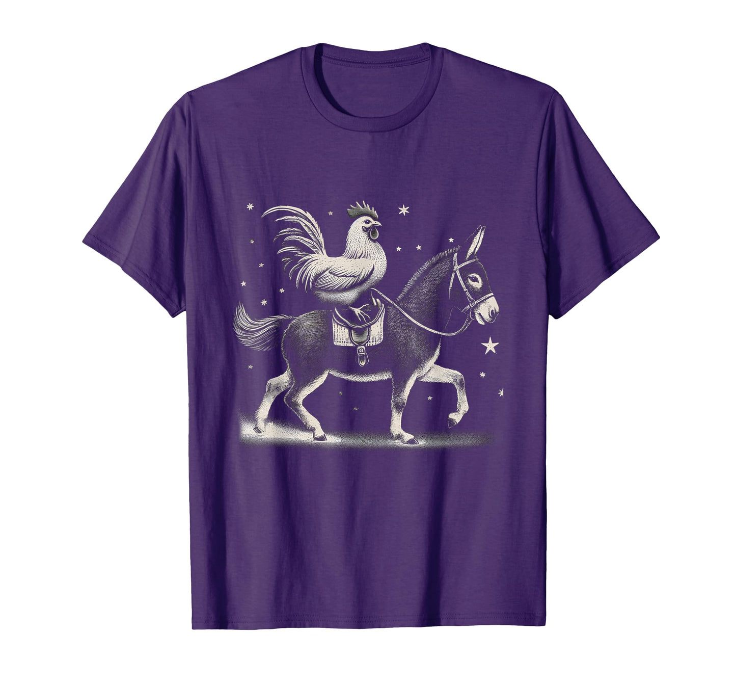 Funny Chicken Riding Donkey Chicken Lover T-Shirt
