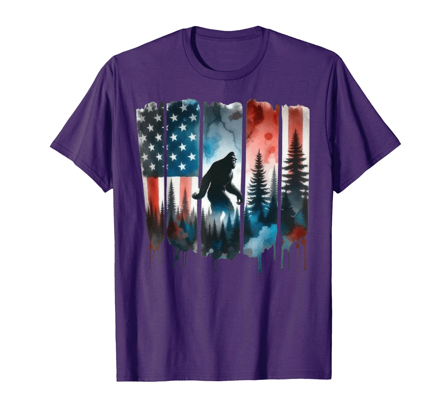 Bigfoot American Flag Sasquatch Patriotic 4th Of July T-Shirt