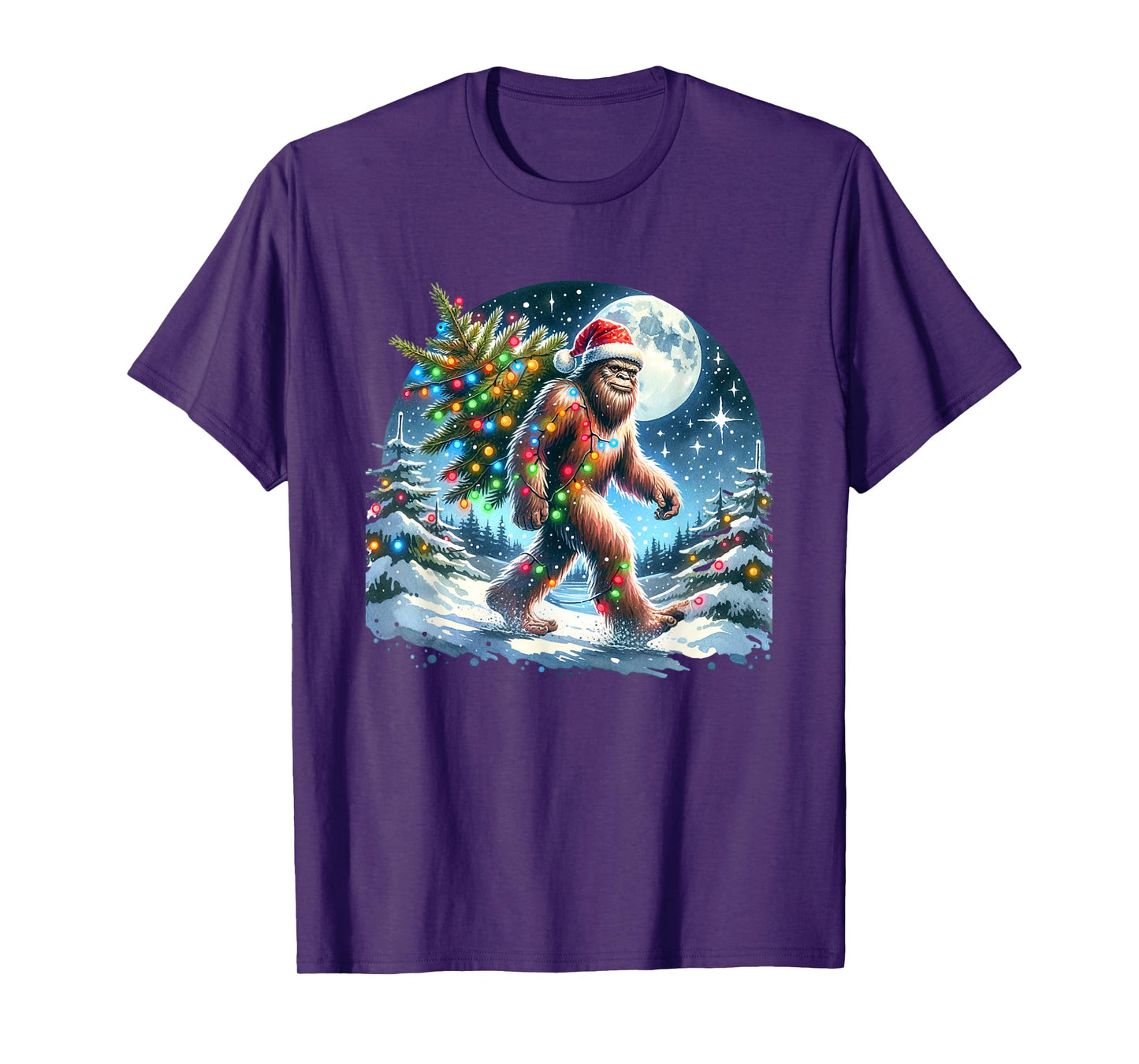 Bigfoot Christmas Holiday Sasquatch Xmas T-Shirt - Bigfoot CHristmas Shirt & Sasquatch Lover Xmas - Unisex-Adults, Unisex-Kids - Black - Small - Short Sleeve - T-Shirt