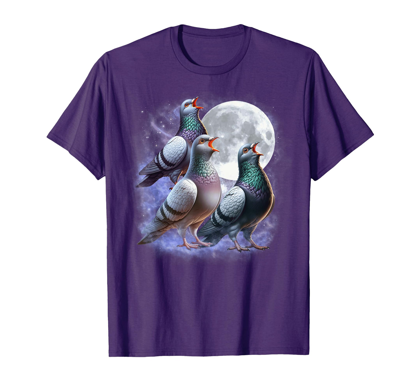 Three Pigeons Moon Funny Pigeon Howling Wolfs Moon Parody T-Shirt