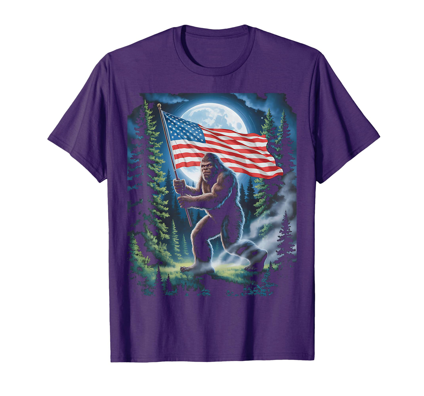 Big Foot Bigfoot Sasquatch American Flag Patriotic 4th July T-Shirt