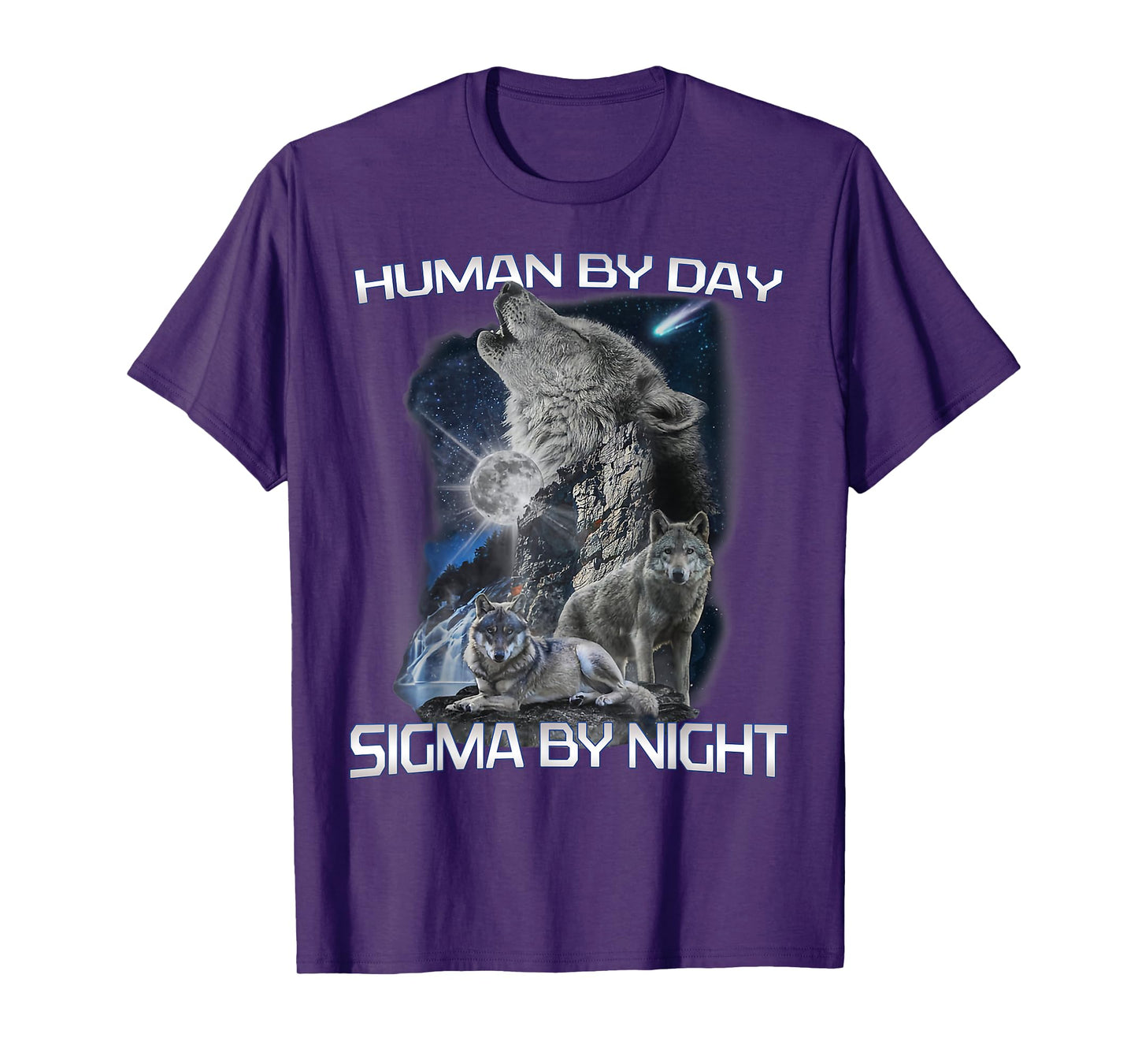 Human By Day Sigma By Night Alpha Wolf Men And Women T-Shirt