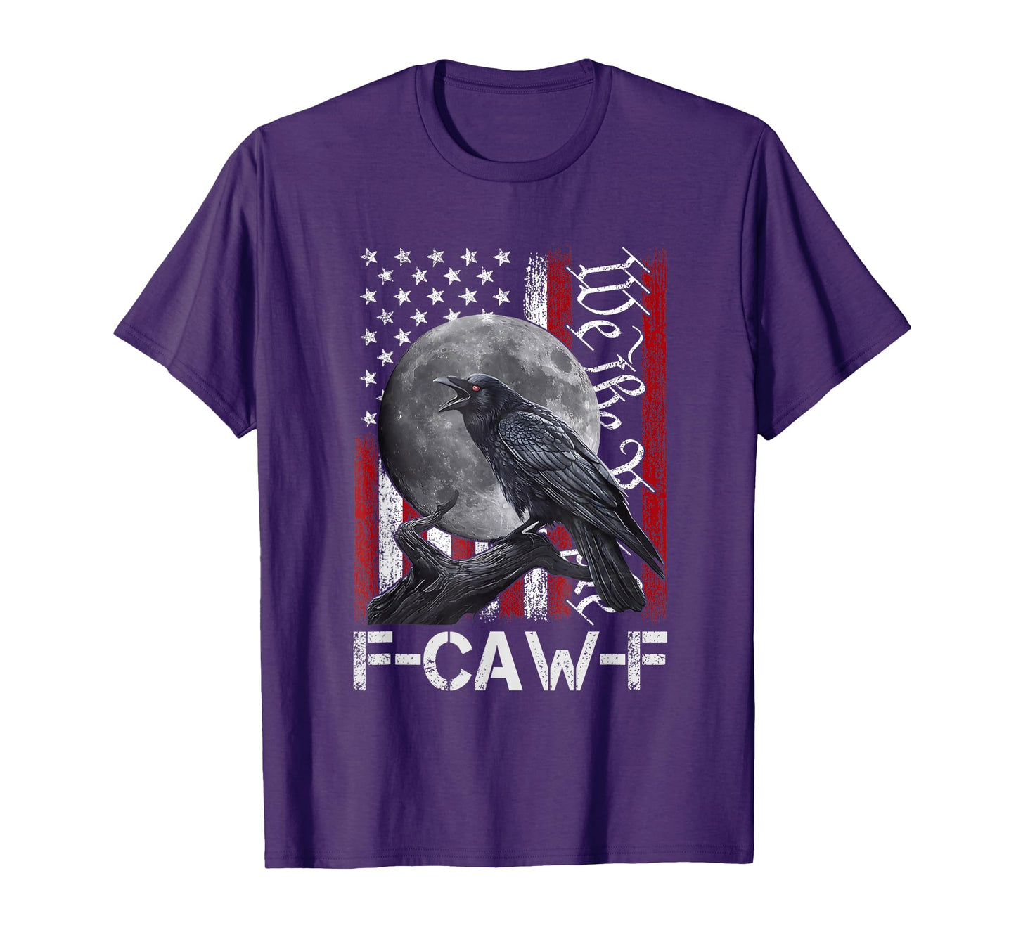 F-Caw-F Black Crow Black Bird Retro USA Flag Vintage F-Caw-F T-Shirt