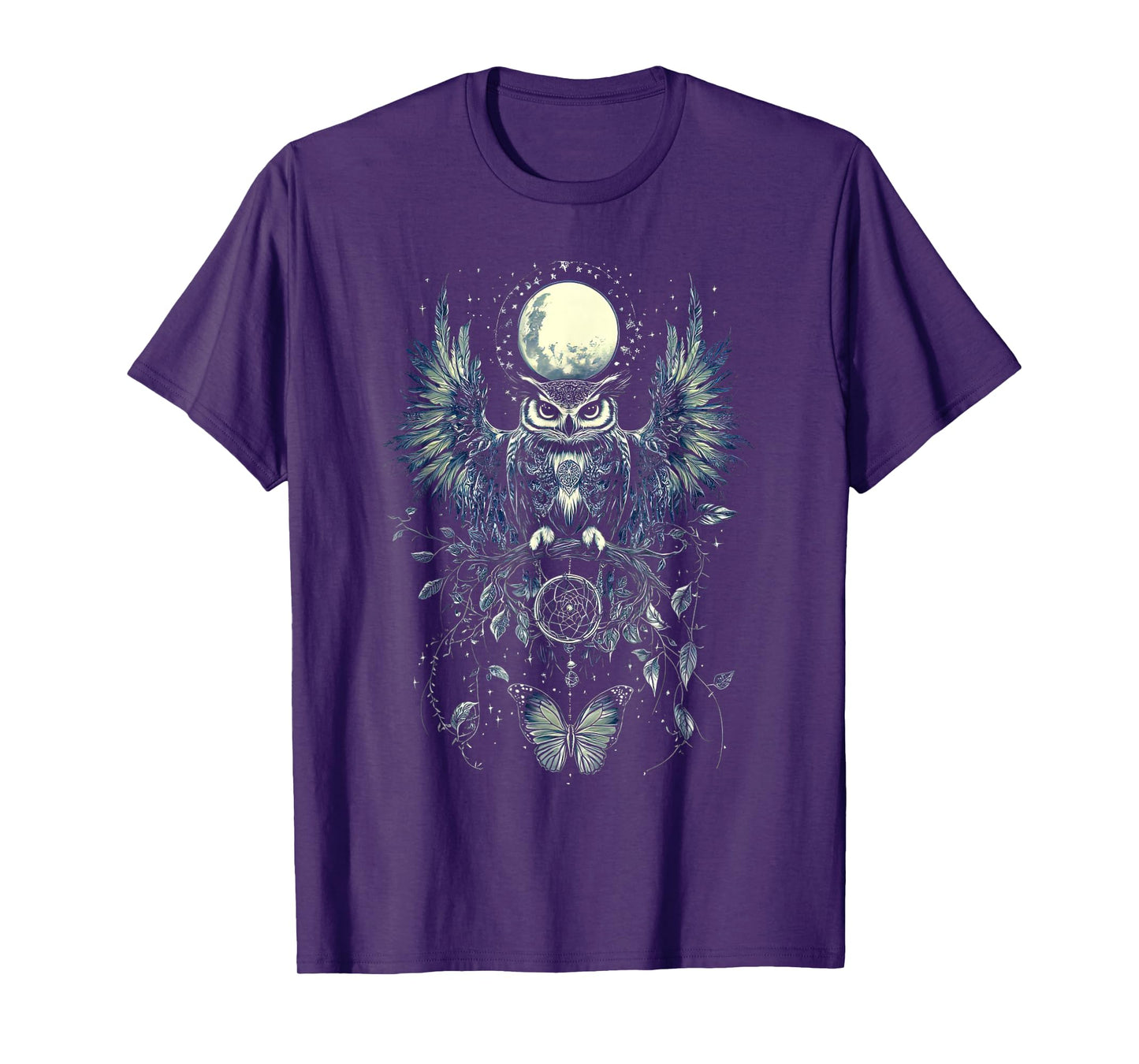 Mystical Owl Moon Celestial Butterfly Bird Art Animal Lover T-Shirt