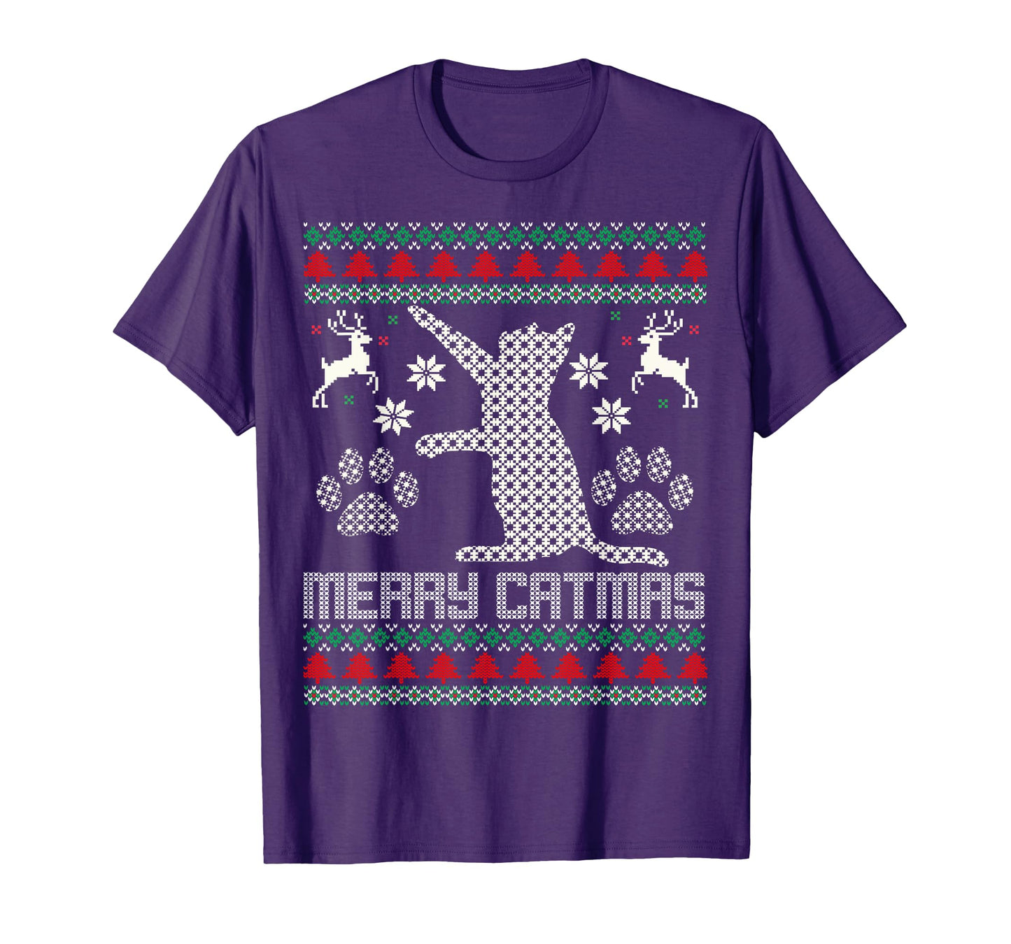 Merry Catmas Funny Cat Christmas Ugly Sweater Men Women Kids T-Shirt