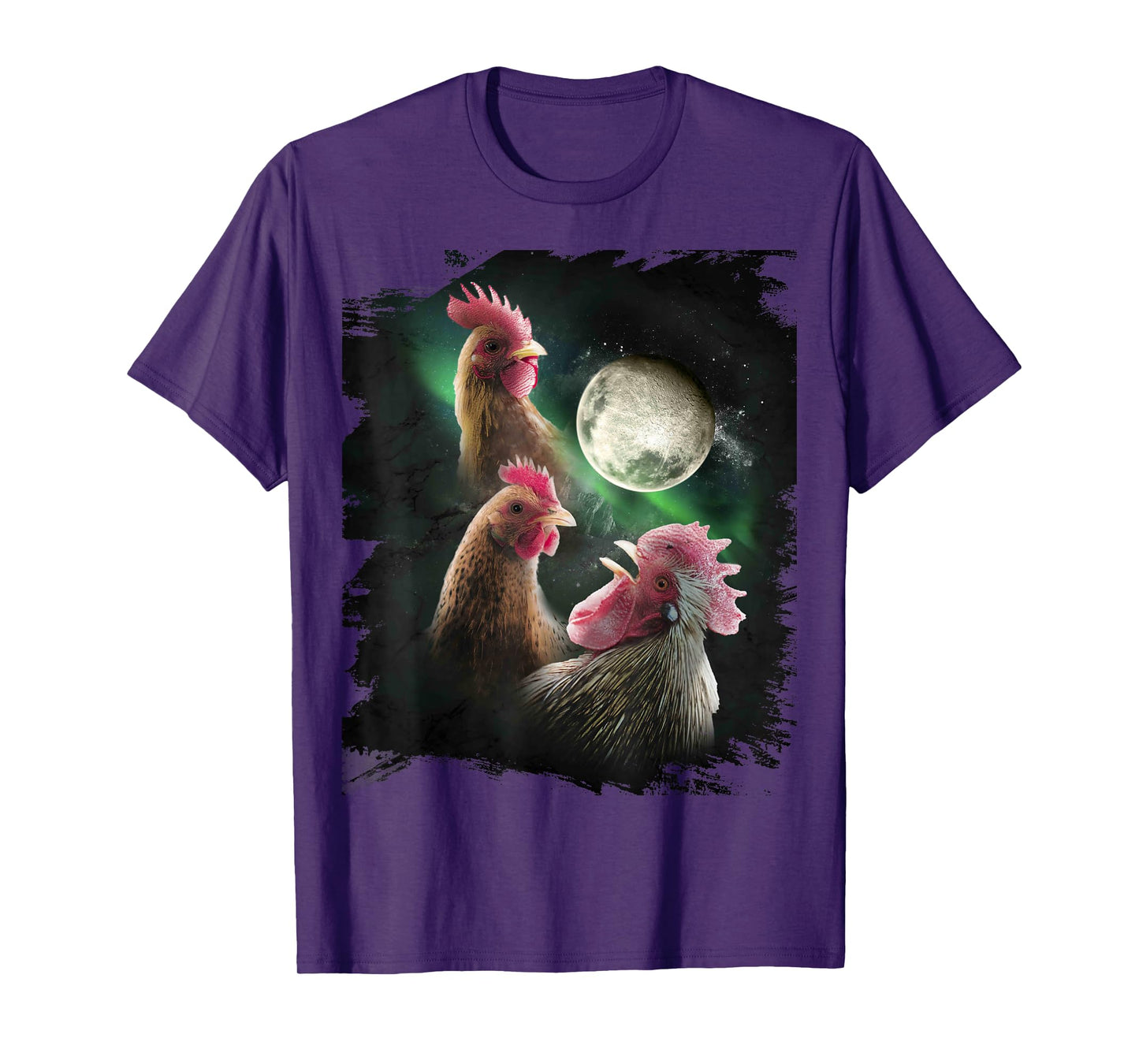 3 Chicken Moon Wolf Chickens Howling Wolves T-Shirt
