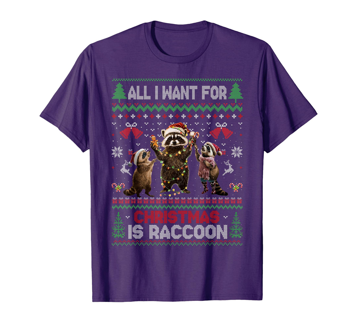 Ugly Raccoon Christmas All I Want for Xmas is a Raccoons T-Shirt