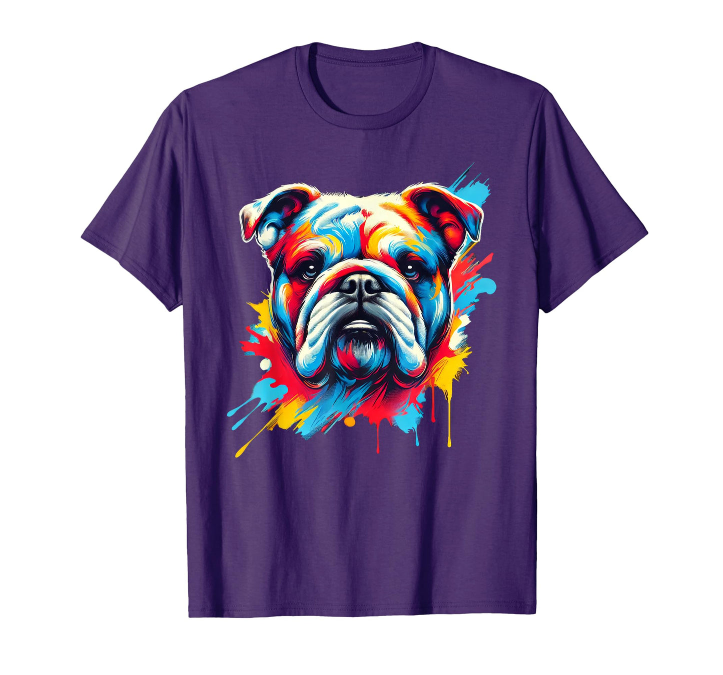 Colorful English Bulldog Dog Painting T-Shirt