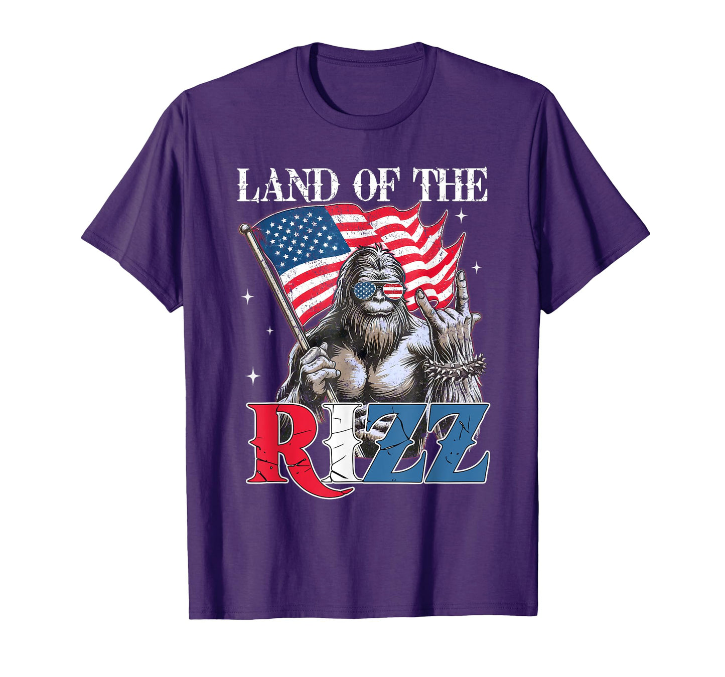 Land Of The Rizz Bigfoot Funny Patriotic 4th Of July T-Shirt